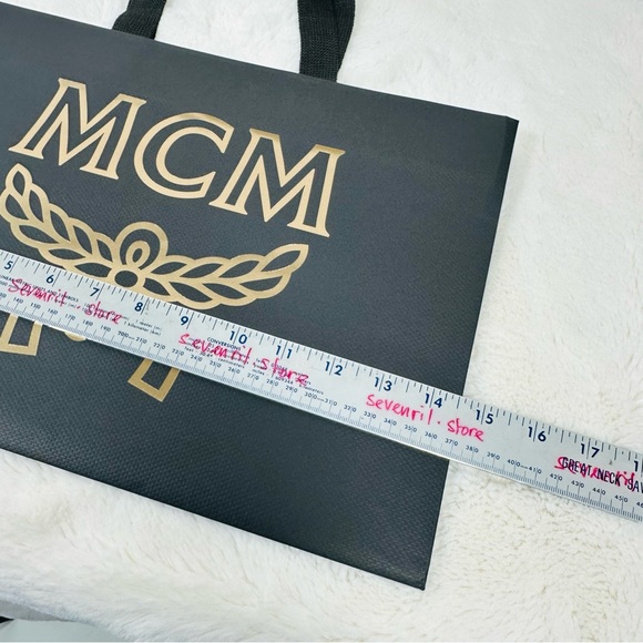 MCM Authentic Black Gold Logo Shopping Paper Bag Gift Tote Small 14.5”x10”x5” - Picture 2 of 4